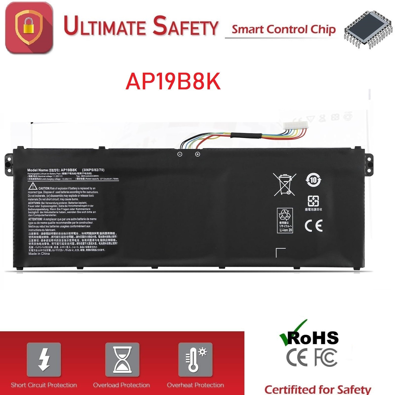 AP19B8K Laptop Battery for Acer Aspire 5 A514-54-32B7 Aspire A A314-22-R2TB USA