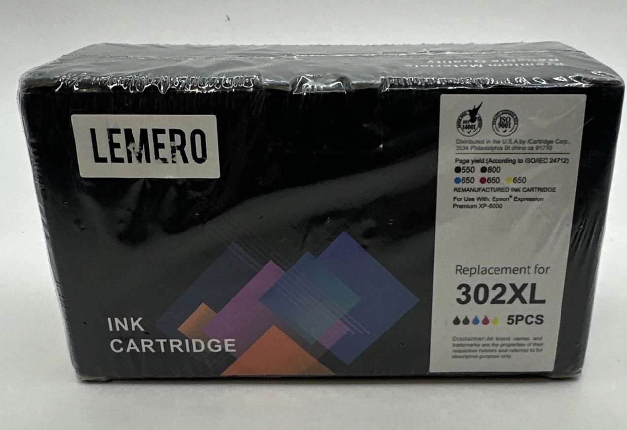 LEMERO 302XL INK CARTRIDGE 5 Pcs.