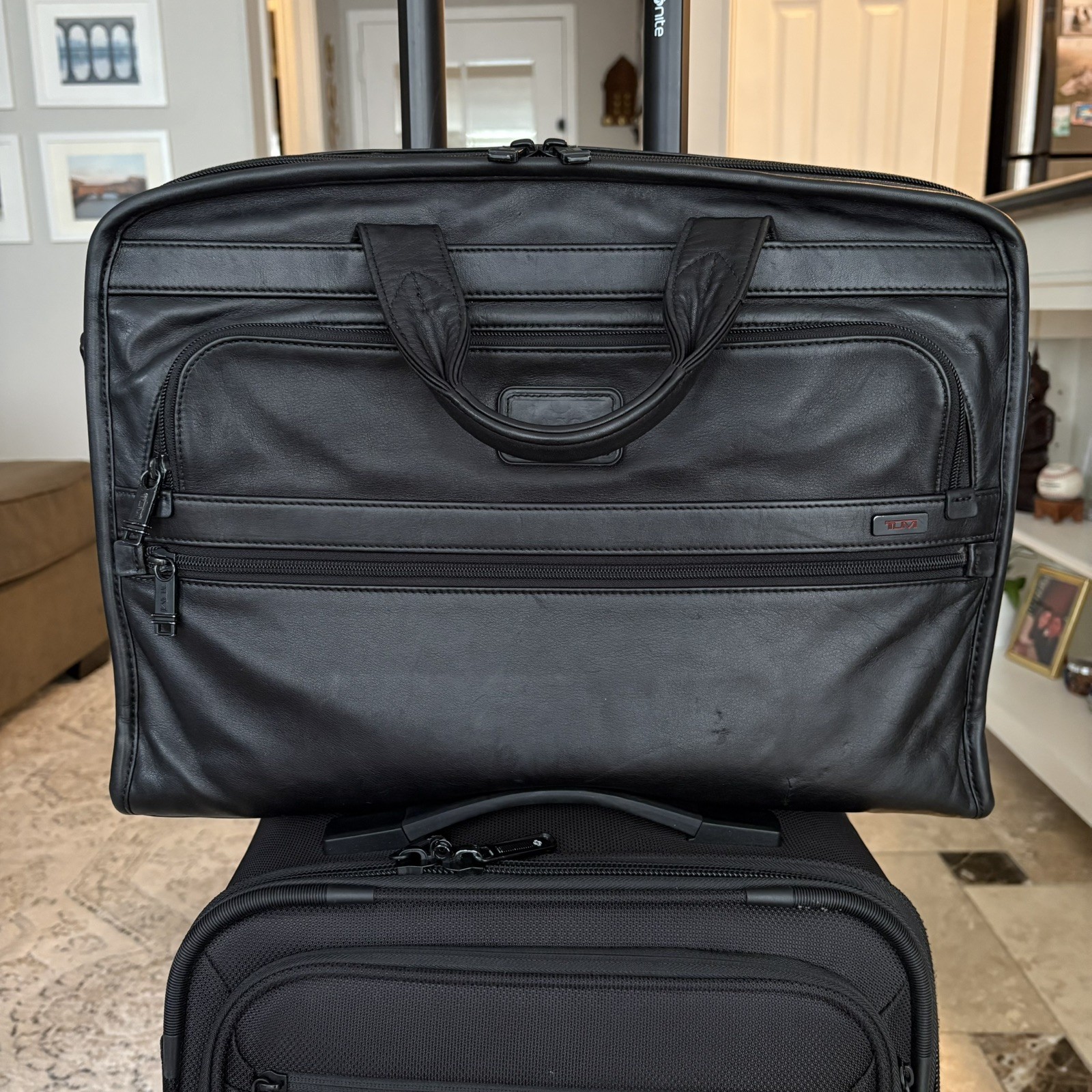 Tumi 96111DH Alpha Black Leather Briefcase  Shoulder Laptop Bag NO STRAP