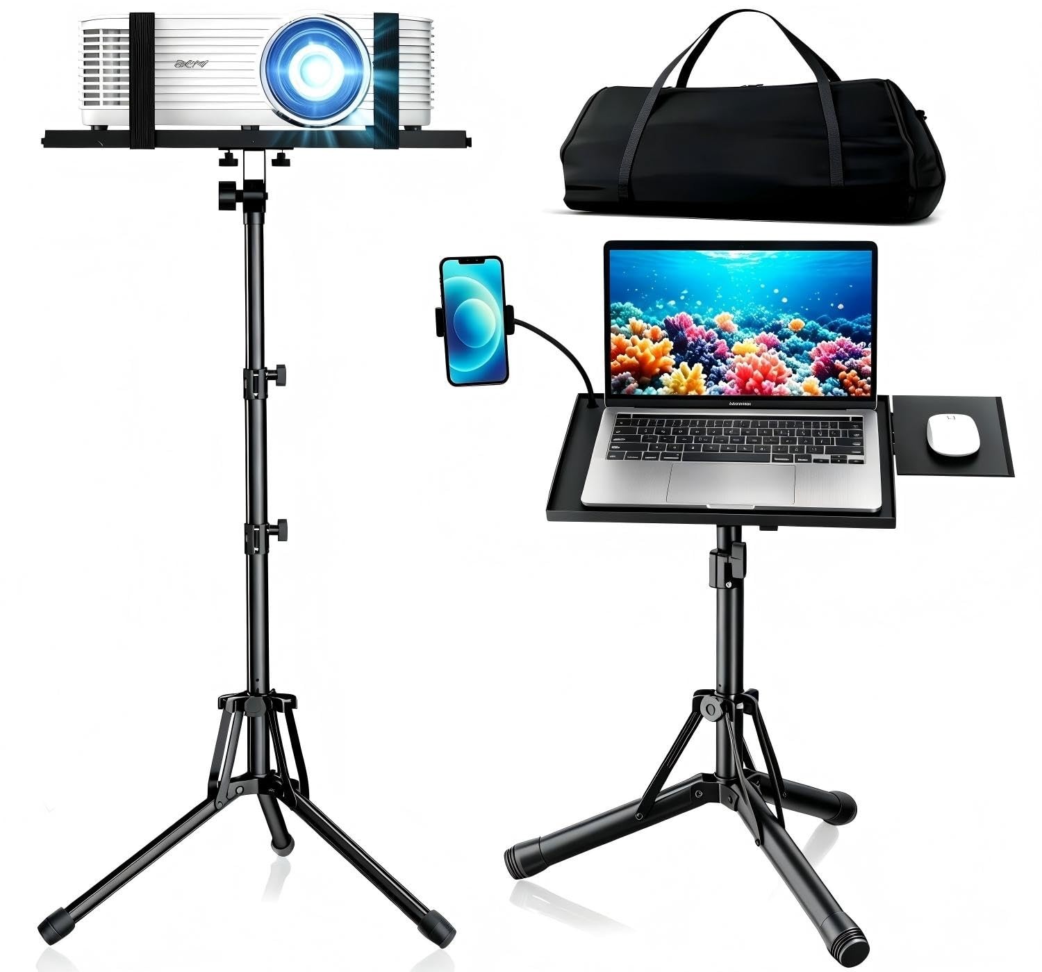 Projector Stand Tripod Laptop Floor Stand Adjustable Height 20-60" Foldable