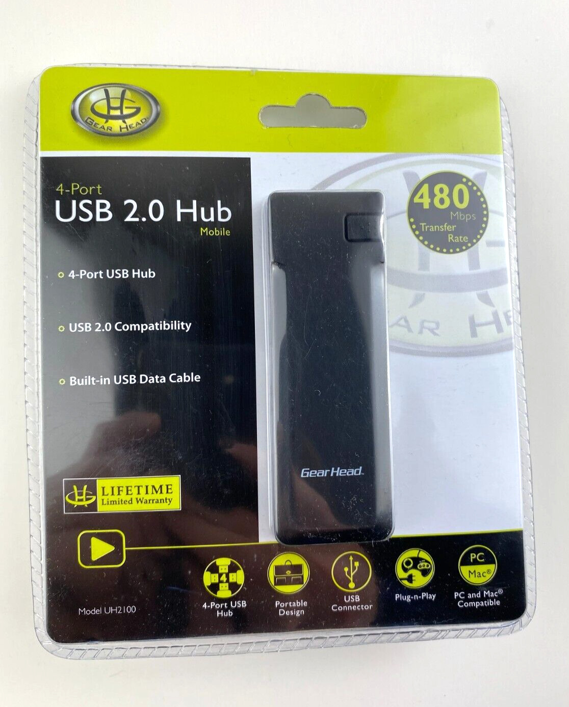GEAR HEAD 4-Port USB 2.0 Hub Mobile USB Connector/Cable, UH2100