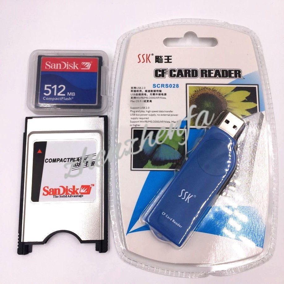512MB Compact Flash Memory Card CF Card +PCMCIA Adapter+SSK USB2.0 reader FANUC