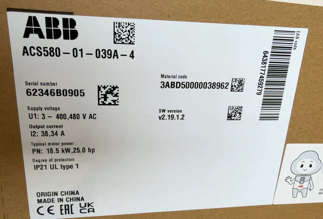 1 PC Brand New ABB ACS580-01-039A-4 Frequency Converter