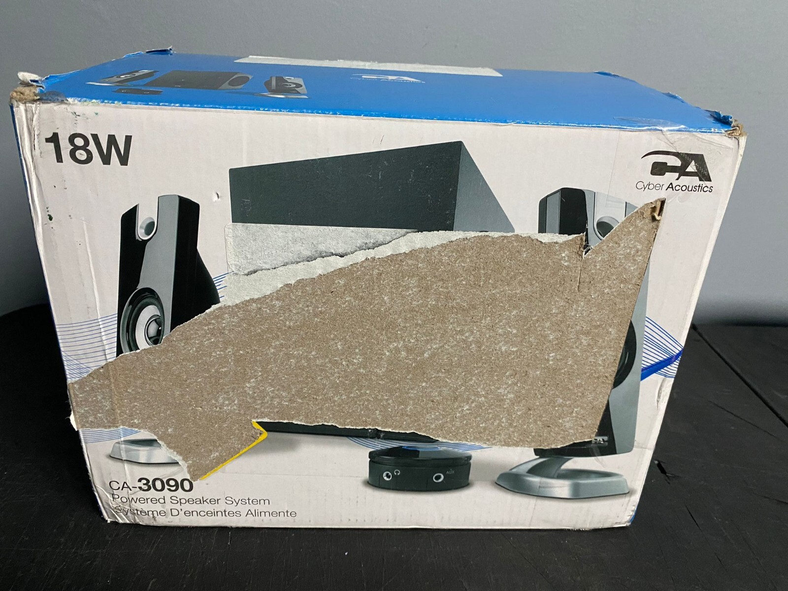 NEW OPEN BOX Cyber Acoustics CA3090 Powered Speaker System 3PC Subwoofer R L 18W