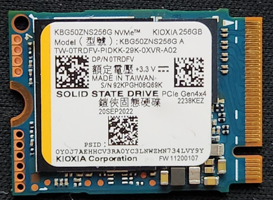 KIOXIA BG5 256GB Short M.2 NVMe Internal SSD Used KBG50ZNS256G Working