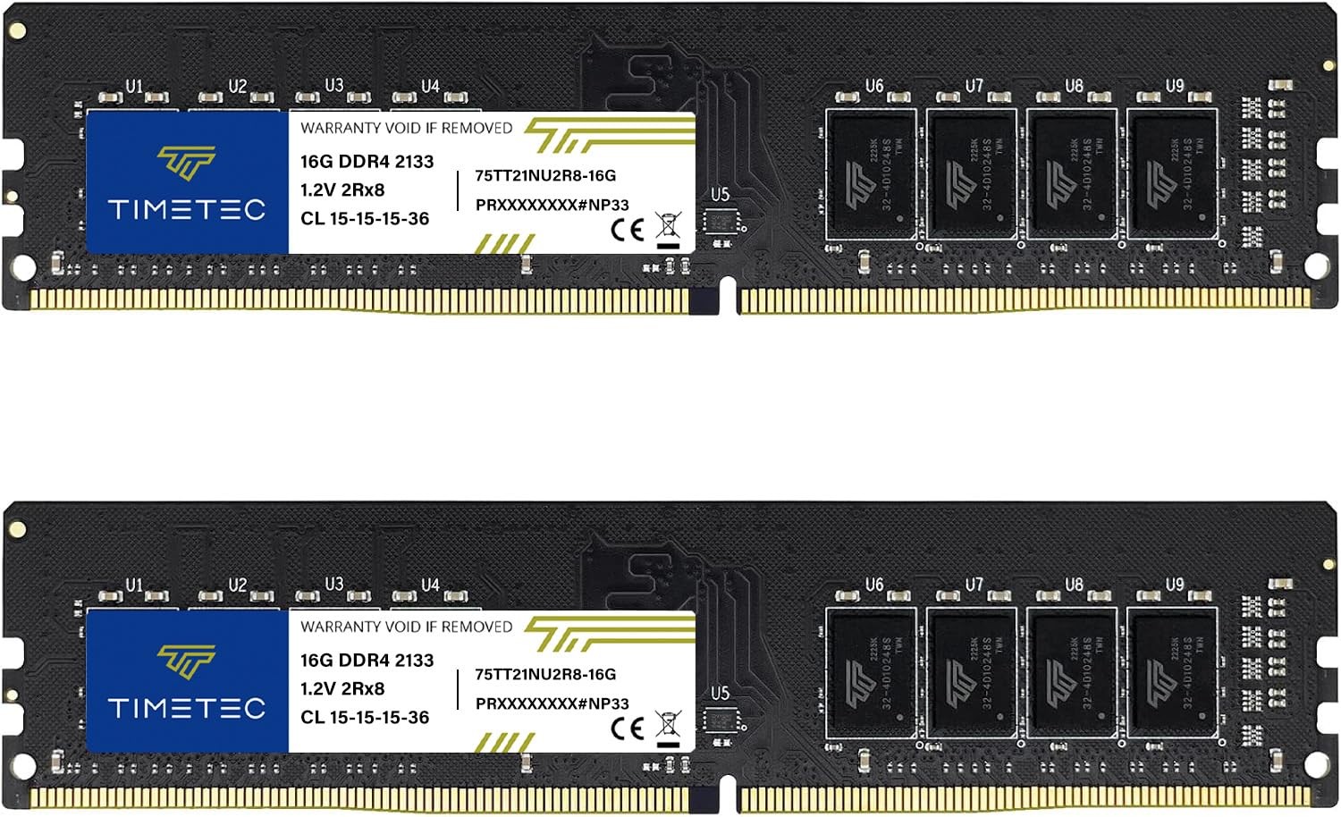 Timetec 32GB KIT(2x16GB) DDR4 2133MHz PC4-17000 Non-ECC Unbuffered 1.2V CL15