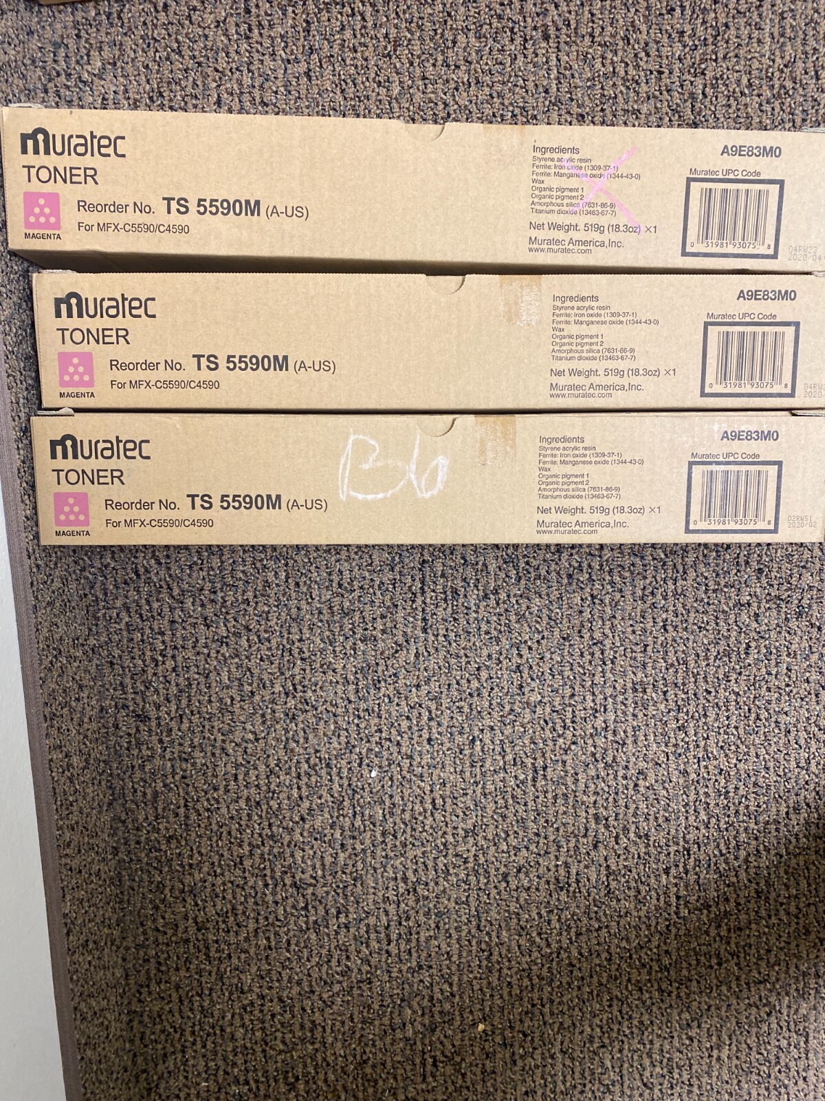 Genuine Muratec Magenta, Yellow, Cyan Toner Cartridge  5590M,  5590Y, 5590C