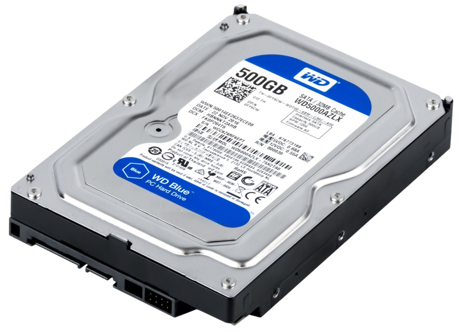HARD DRIVE DELL 0FY6CW WD5000AZLX 500GB 7.2K 32MB SATA III 3.5''