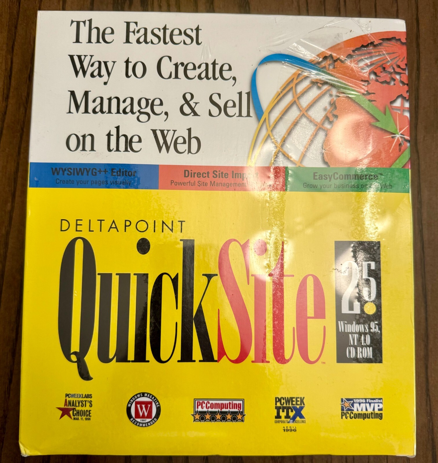 1997 NIB Deltapoint QuickSite 2.5 Sell On The Web Windows 95 NT 4.0 Vintage