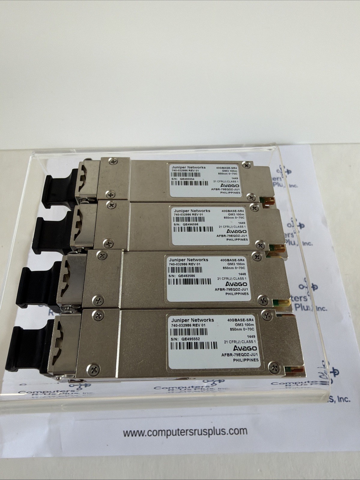LOT 4 Juniper QFX-QSFP-40G-SR4 40GBASE-SR4 850 Avago AFBR-79EQDZ-JU1 Transceiver