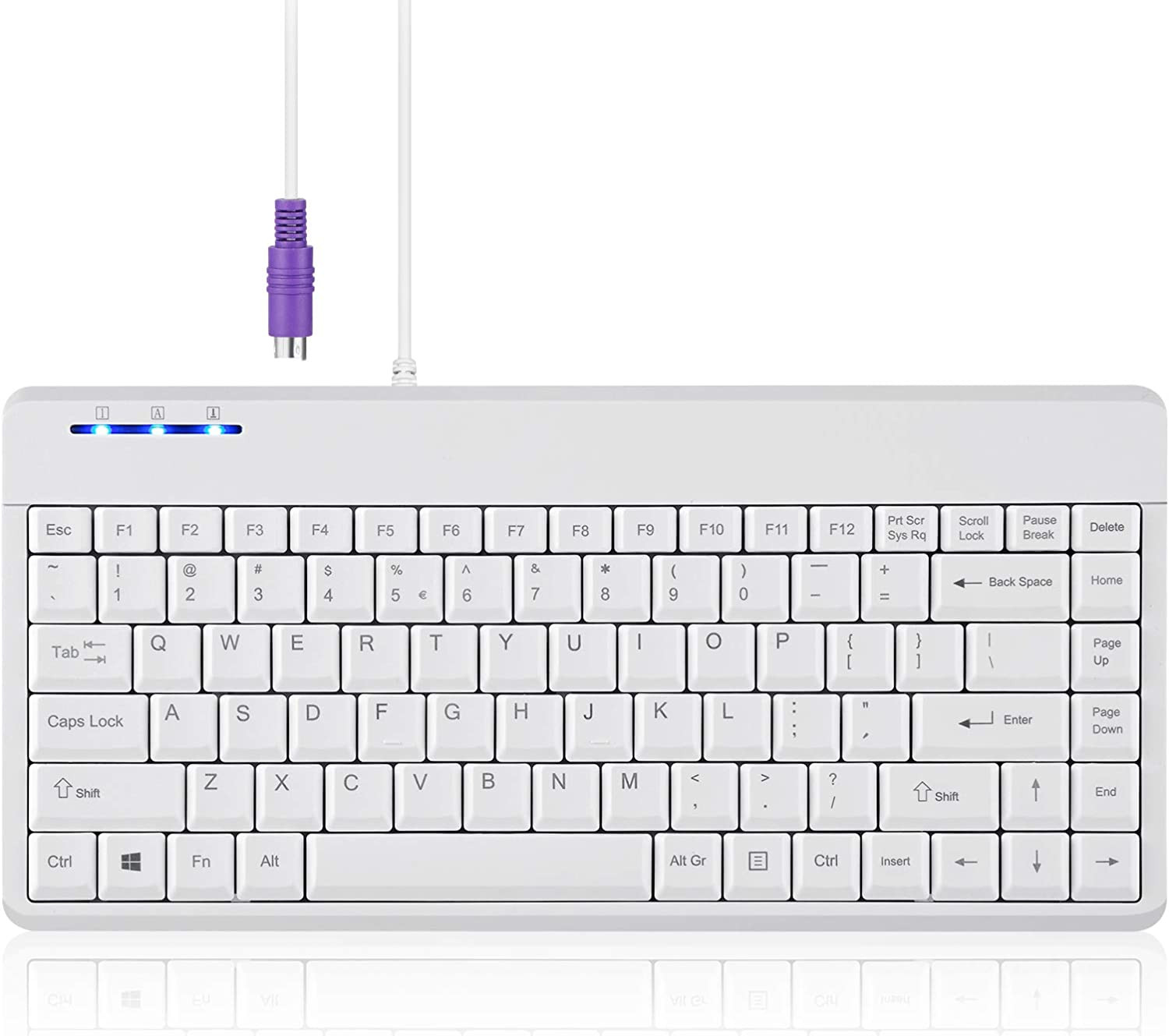 PERIBOARD-409PW Wired PS2 Mini Keyboard - 12.36X5.75X0.79 Inches Dimension - Whi