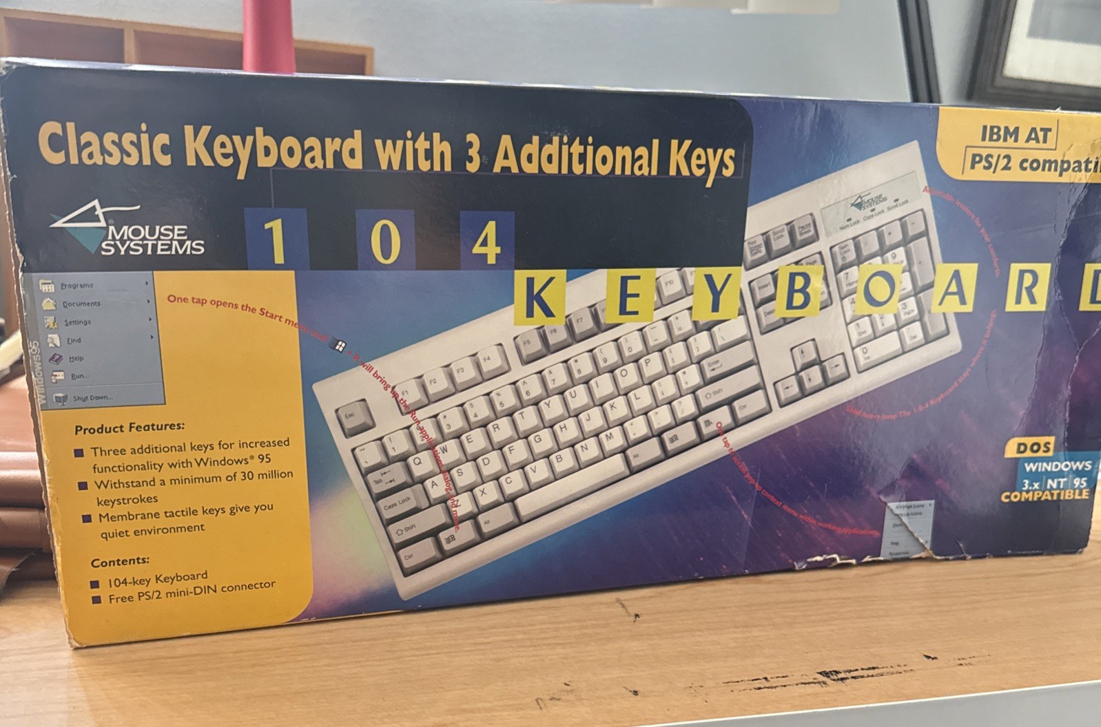 Mouse Systems Classic 104 Keyboard Used IBM AT PS/2 DOS W95