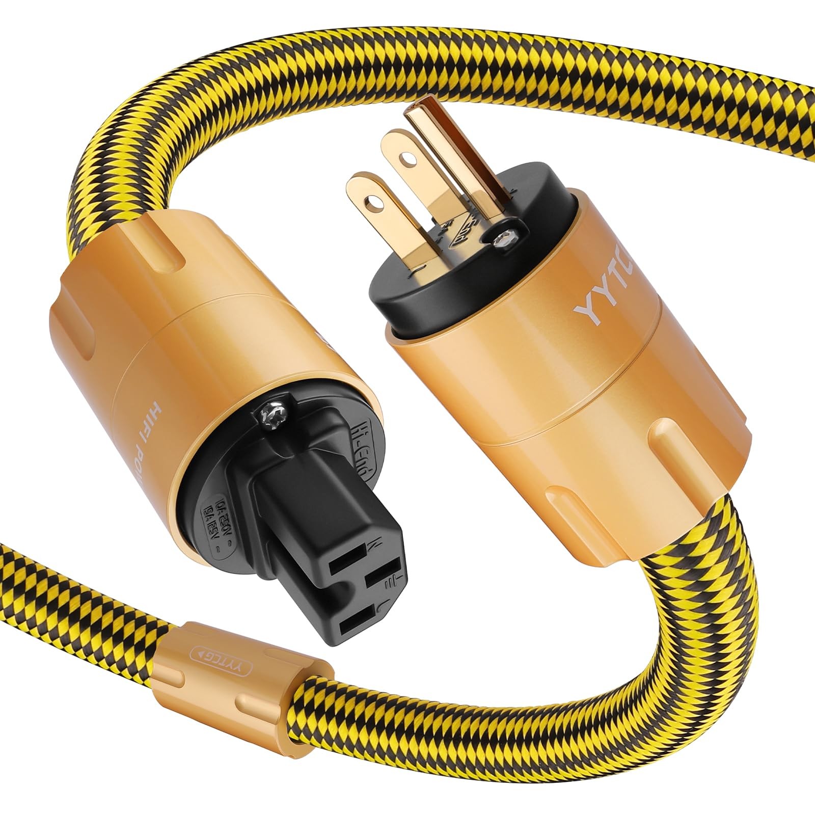 YYTCG Audiophile Audio Power Cable 7N OCC for Amp/DAC/HiFi Systems 3.3ft