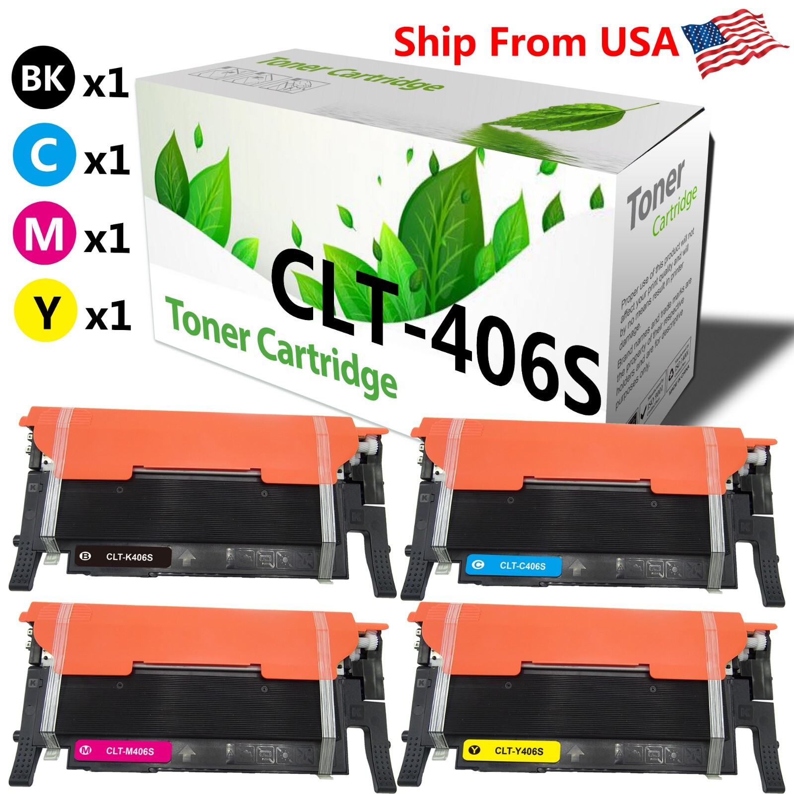 (4-Pack BCMY) CLT406S CLT-406S Toner Cartridge 406S for CLX-3305W Printer