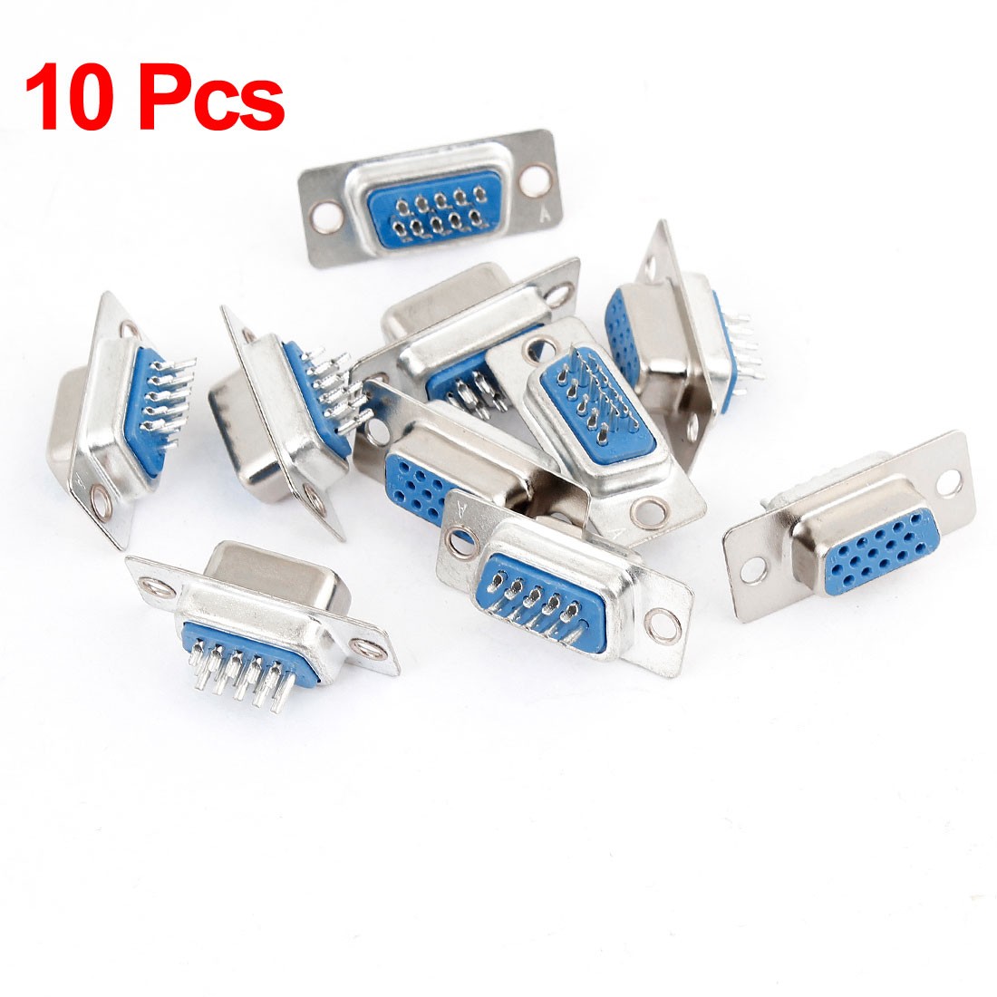 Solder Type 15 Pin D-SUB PCB Mount VGA HD15 Female Adapter Converter 10 Pcs