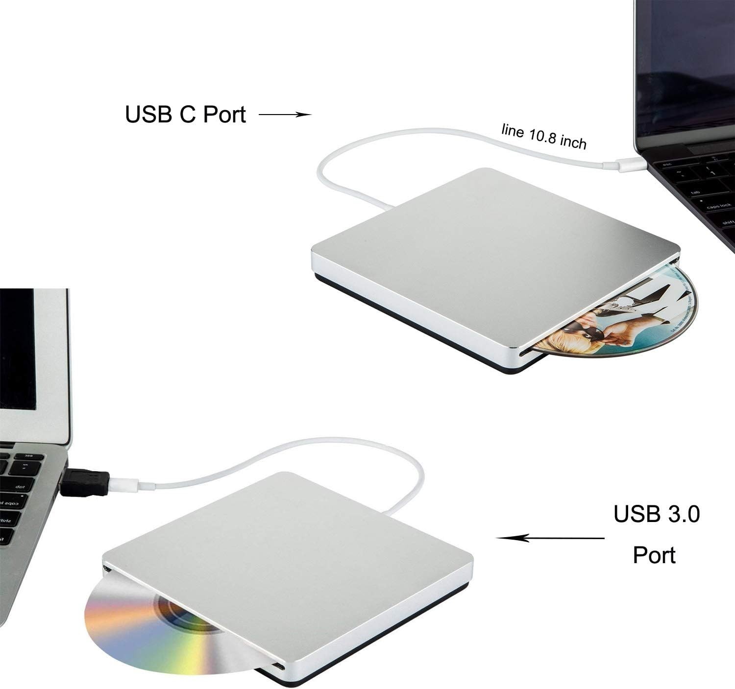 External USB-C Superdrive DVD CD Drive Portable DVD CD Reader/Burner for Apple-M