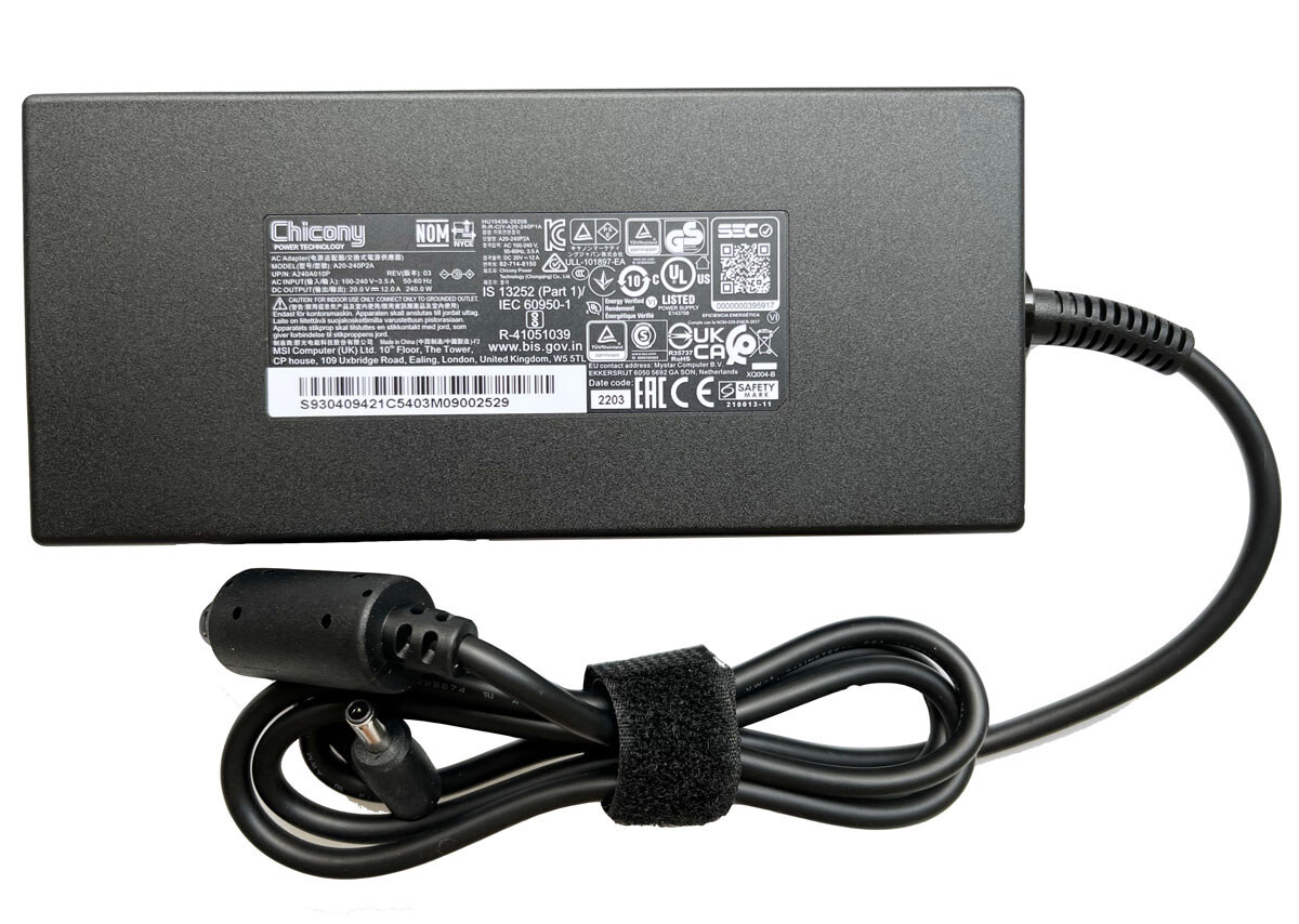 NEW MSI Stealth GS66 12UGS-039 12UGS-272 12A 20V Chicony 240W AC Adapter Charger