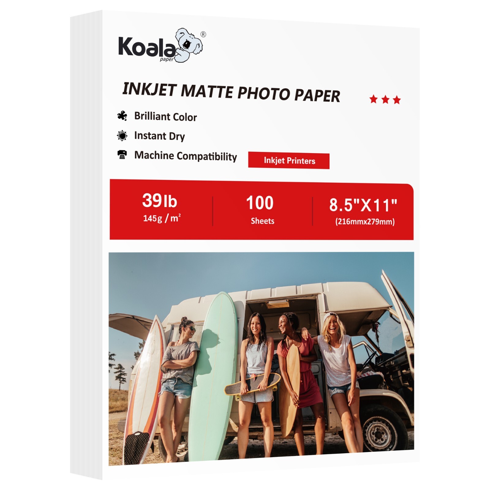 100 Koala Matte Photo Paper 8.5x11 Inkjet Printer Presentation Flyer 39lb 7Mil