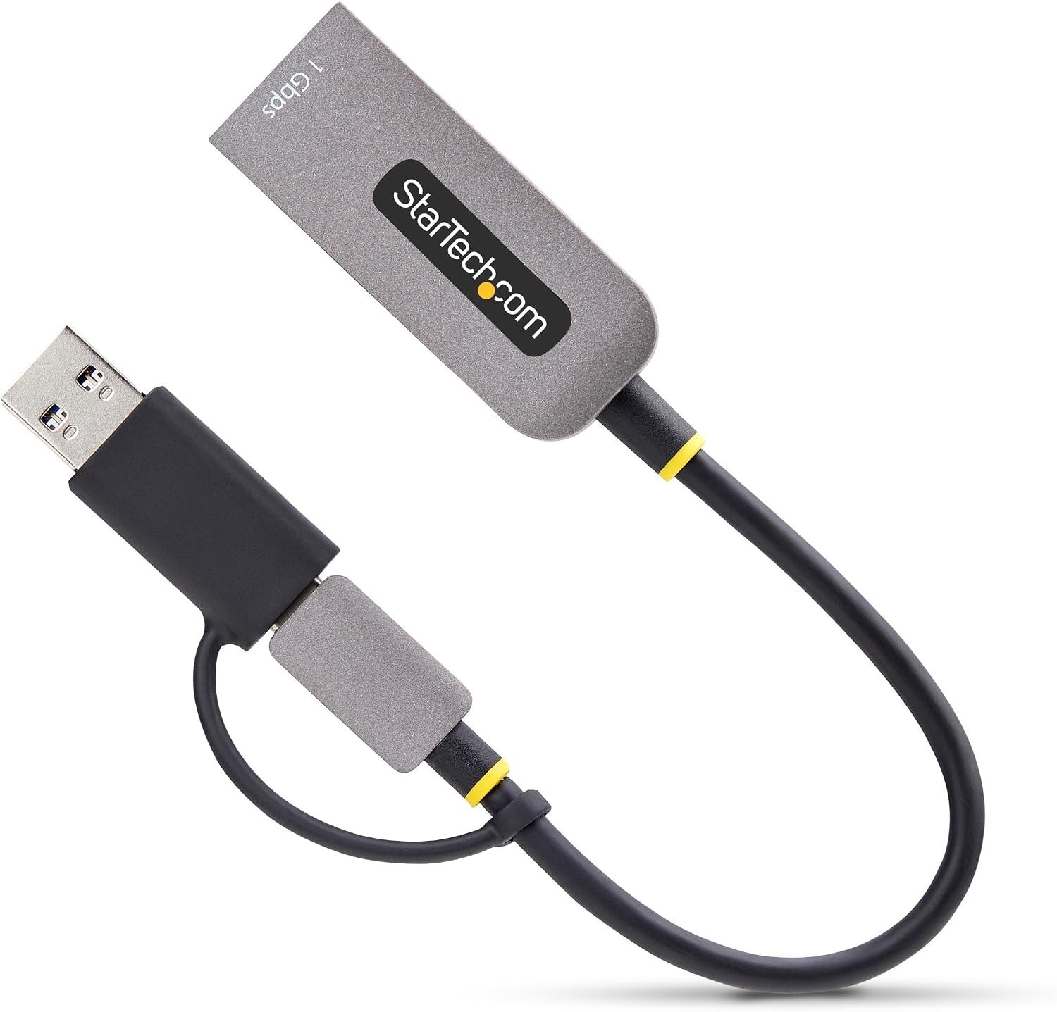 StarTech USB-C to Gbe Ethernet Adapter w/ USB-A Dongle, 10/100/1000Mbps 6in/15cm