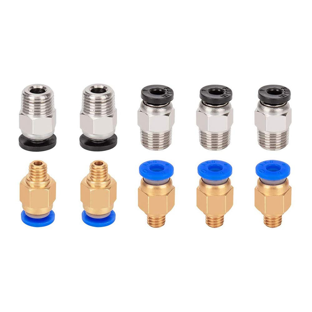 5 Pcs PC4-M6 Pneumatic Fitting and 5 Pcs PC4-M10 Pneumatic Fitting for Creality