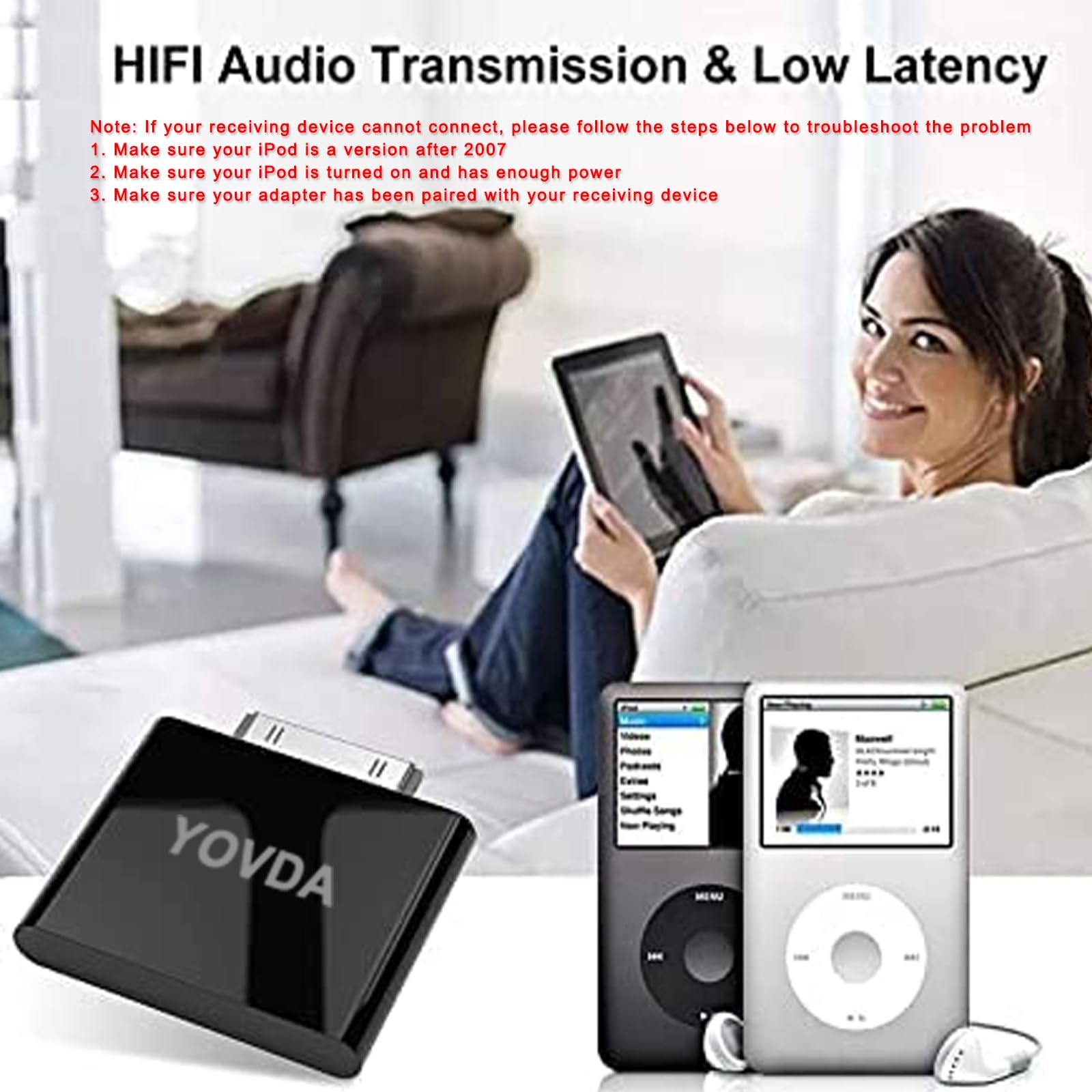 Transmisor Bluetooth compatible con adaptador Bluetooth para iPod Classic