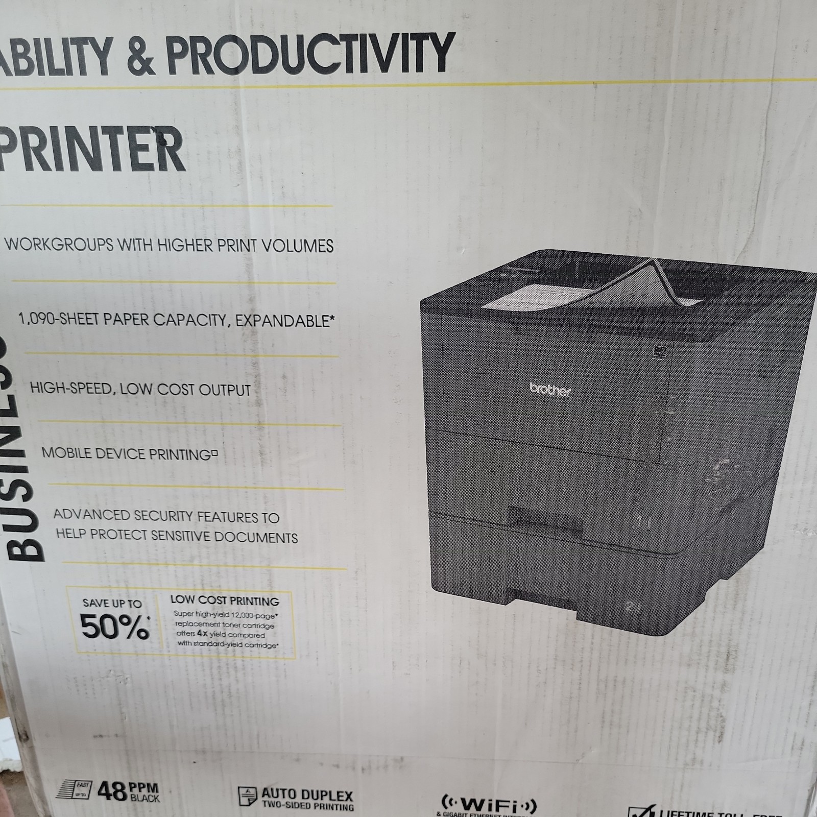 Brother HL-L5200DWT Laser Printer w/ LT-6500 Lower Tray