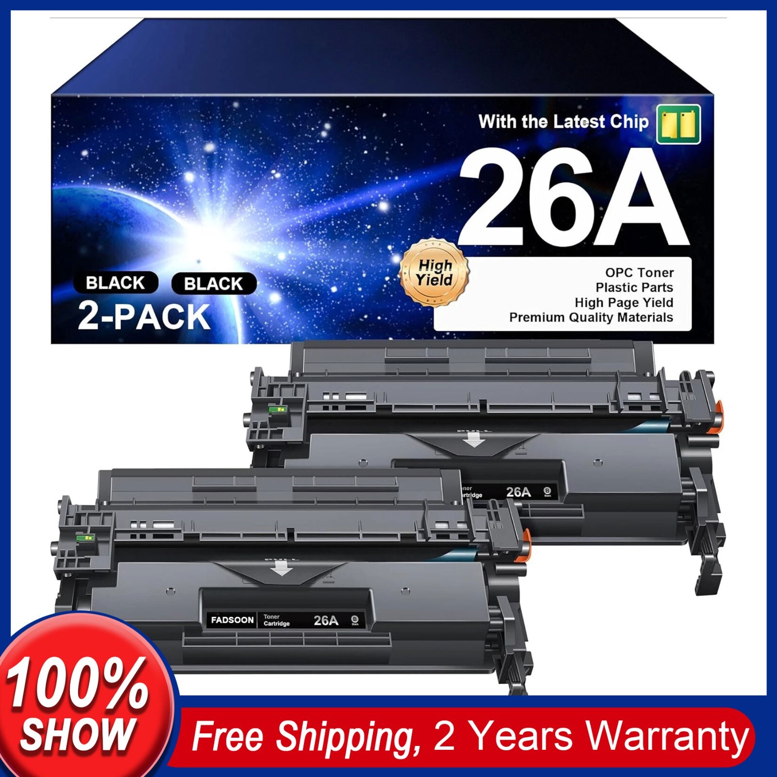 26A CF226A Toner Cartridge 2PK BK Replacement for M402n M402dne M402dw M426fdw