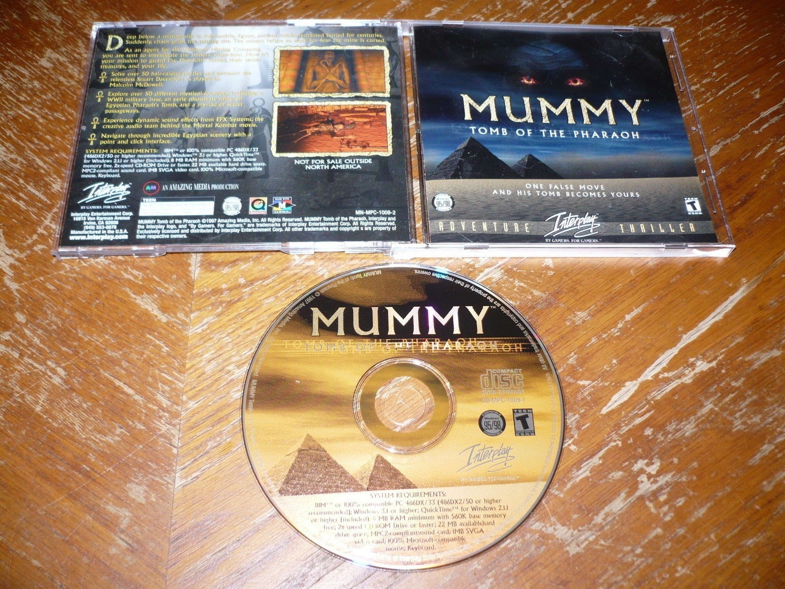 Mummy Tomb Of The Pharaoh PC CD-ROM Interplay Amazing Med game for Windows 95/98