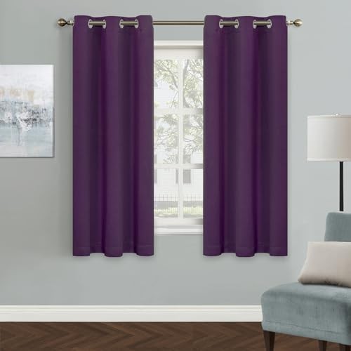  Bedroom Curtains 63 Inch Long Blackout Curtains 42"W x 63"L (Pack of 1) Purple
