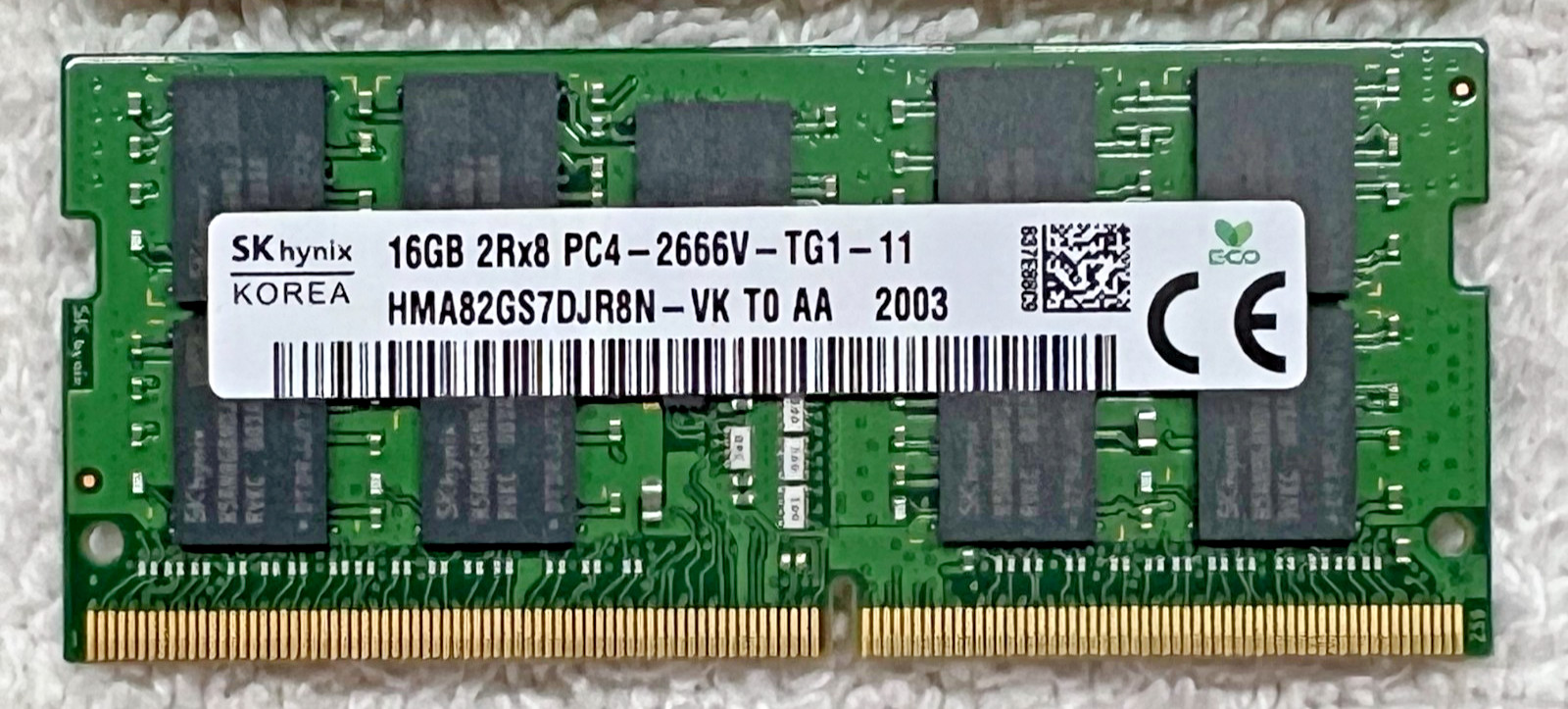 16GB 2Rx8 PC4-2666V-TG1-11 HMA82GS7CJR8N-VK SK Hynix SODIMM RAM