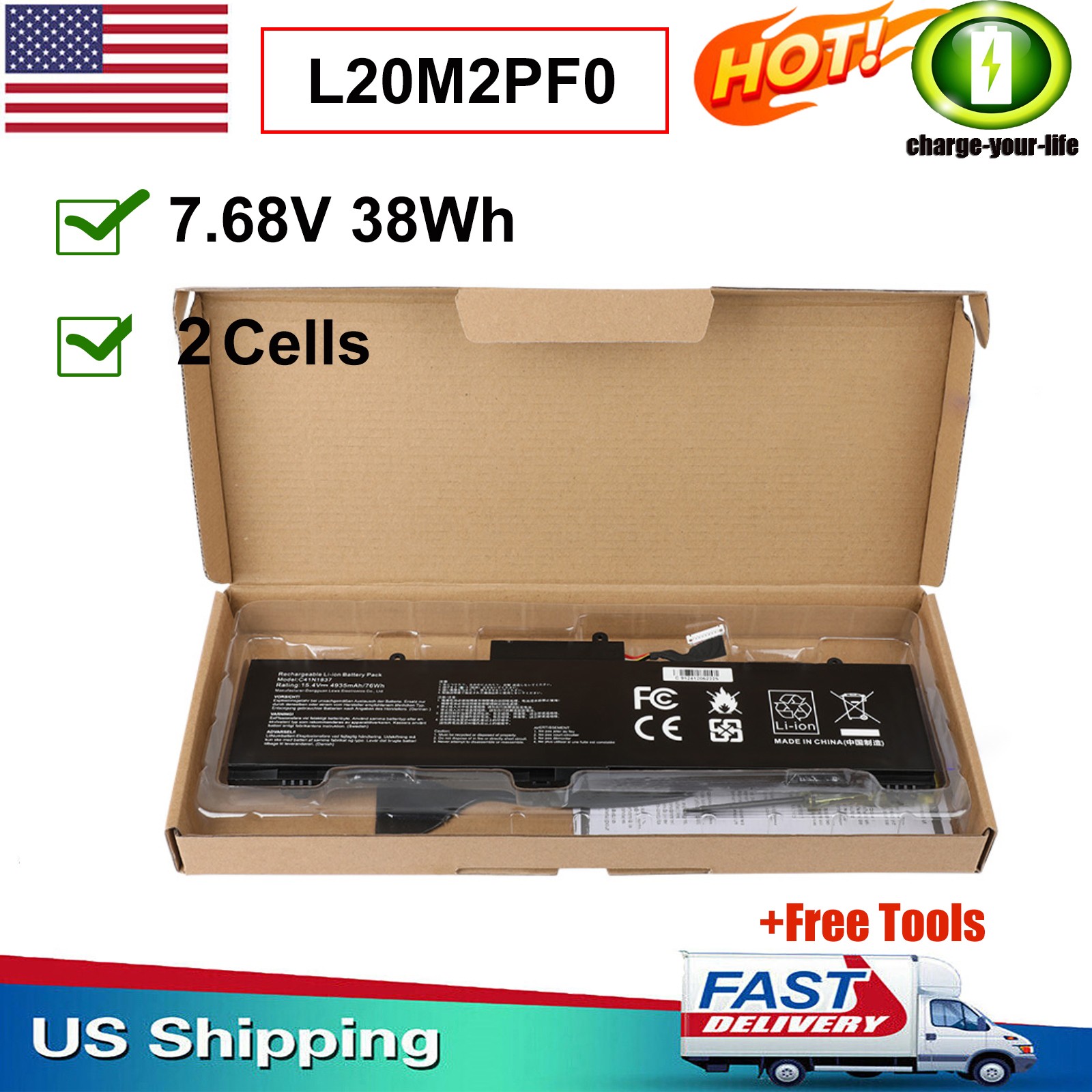 ✅L20C2PF0 L20M2PF0 L20B2PF0 Battery for Lenovo V14 V15 Gen 2 G2-ITL/ALC L20M2PF8