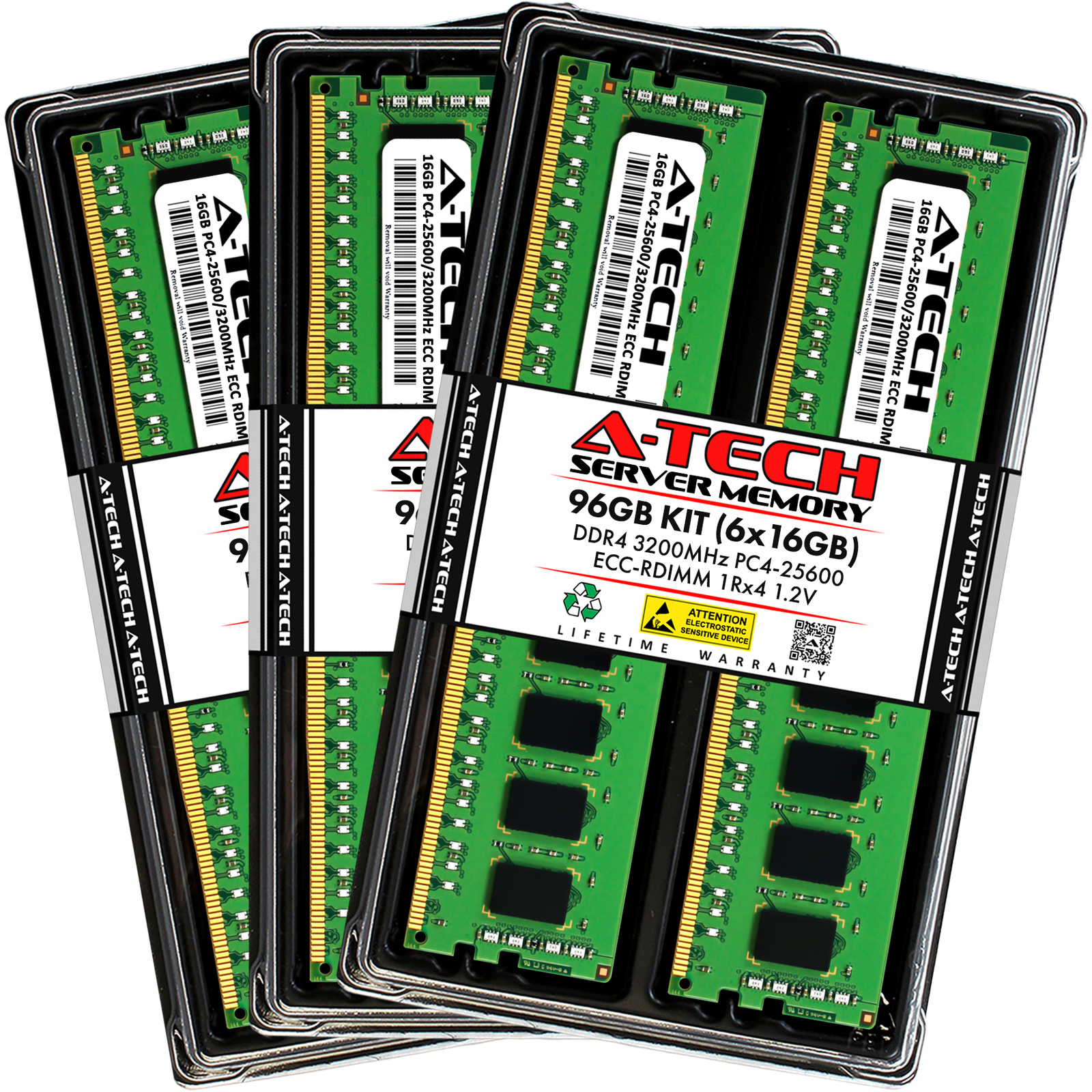 96GB 6x 16GB PC4-3200 RDIMM QNAP TS-h1090FU-7302P-128G Memory RAM