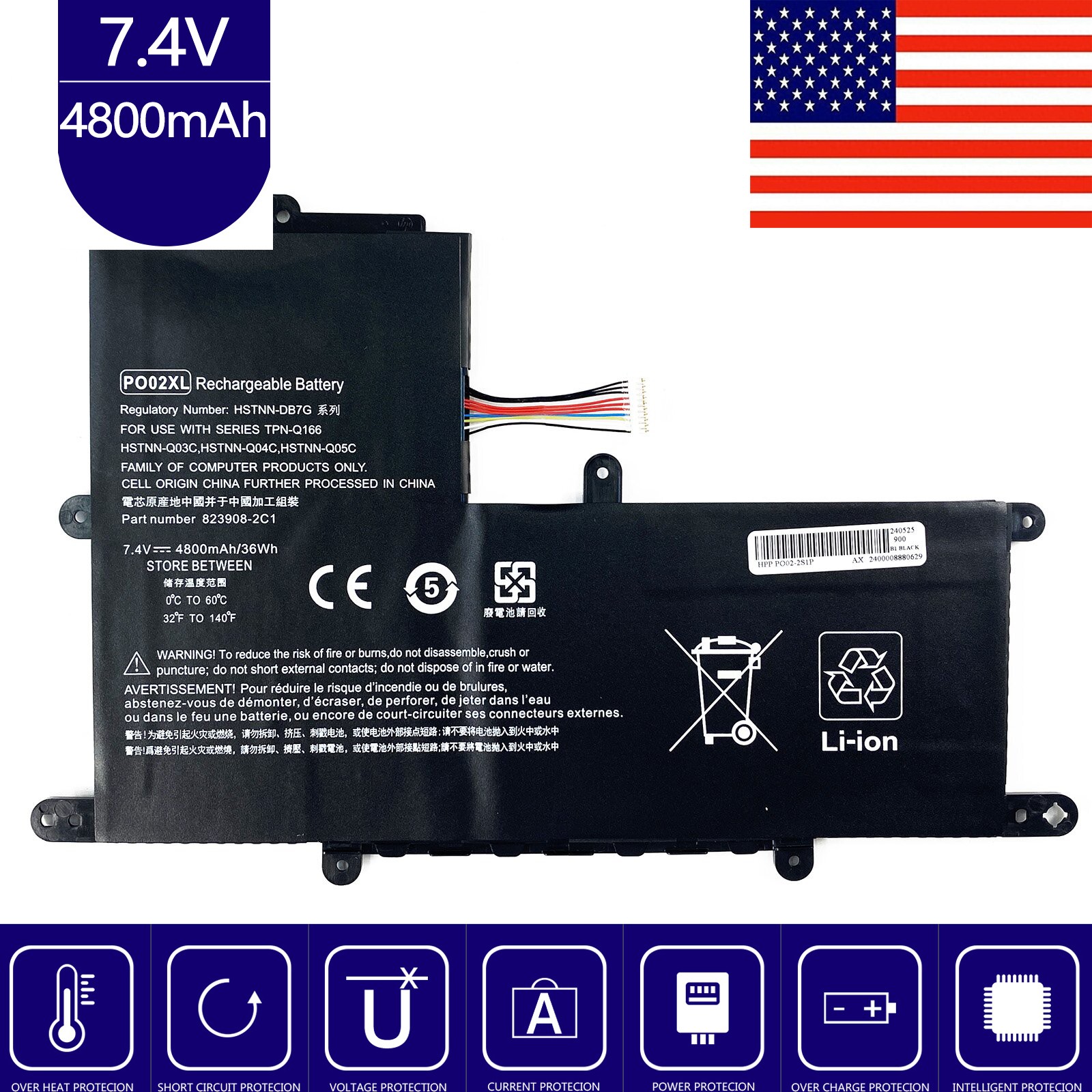 PO02XL Battery for HP Stream 11-r001tu 11-ah0xx 11-R015W AK1012DX 11 r005TU