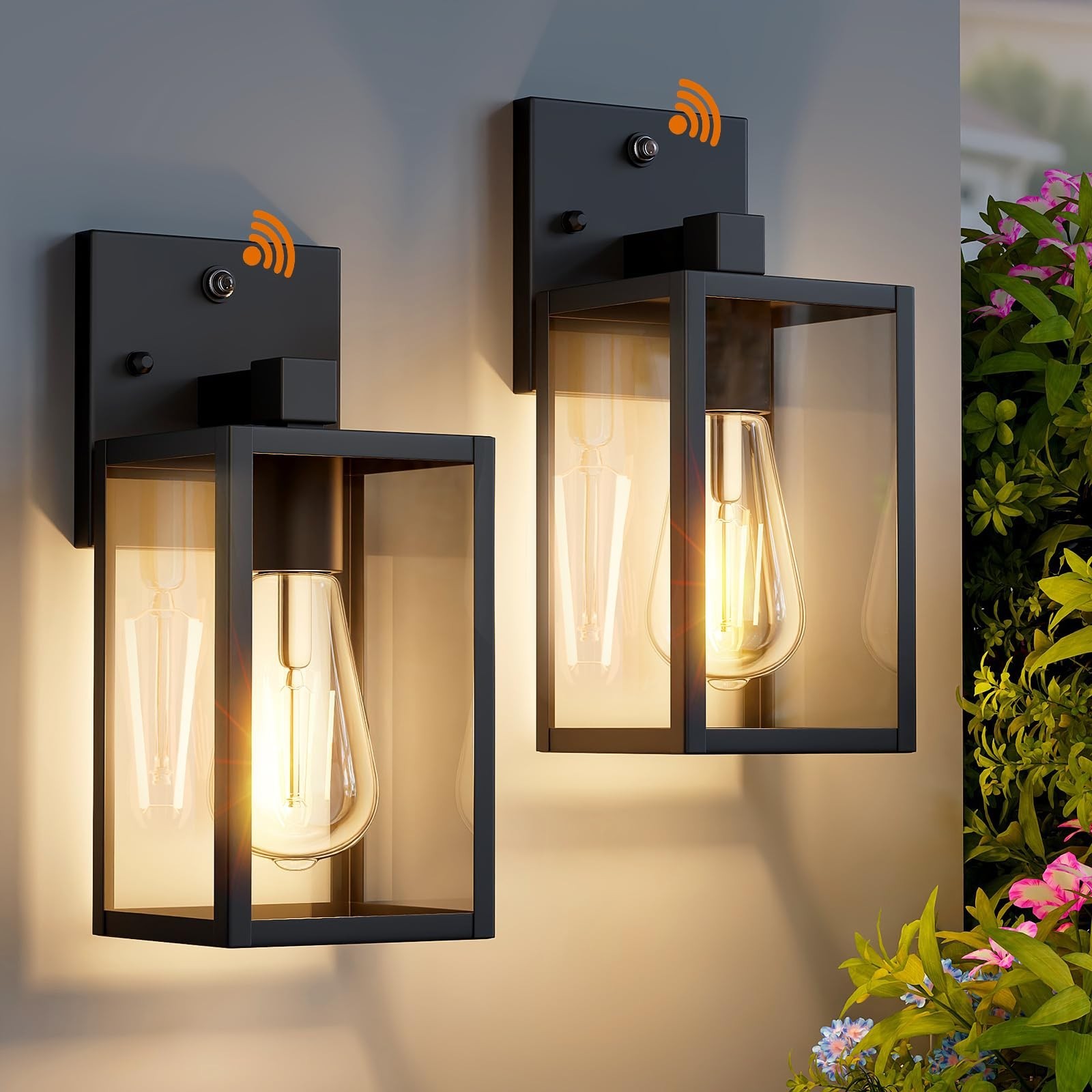 2 Pack Dusk to Dawn Exterior Lighting Fixtures Wall Mount, Sensor Outside Fro...
