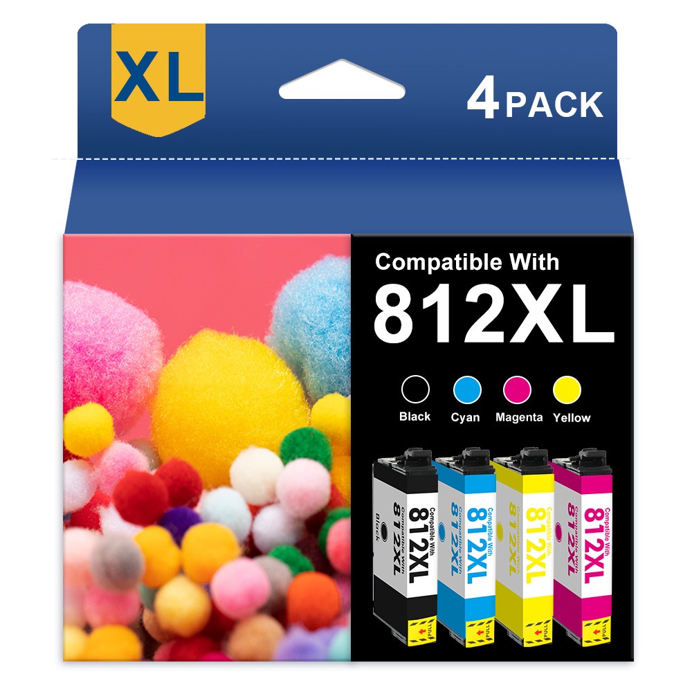4Pack 812XL Ink Cartridges For Epson WorkForce WF-7840 WF-7820 EC-C7000 printer