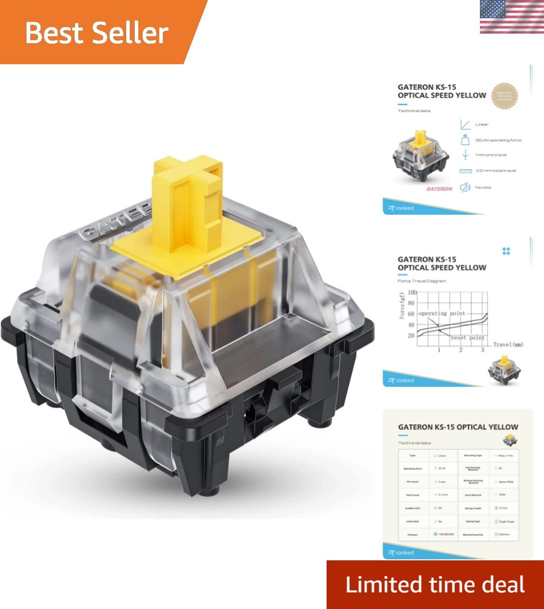 Durable Gateron Optical 65 Key Switches - Perfect for DIY Mechanical Keyboards