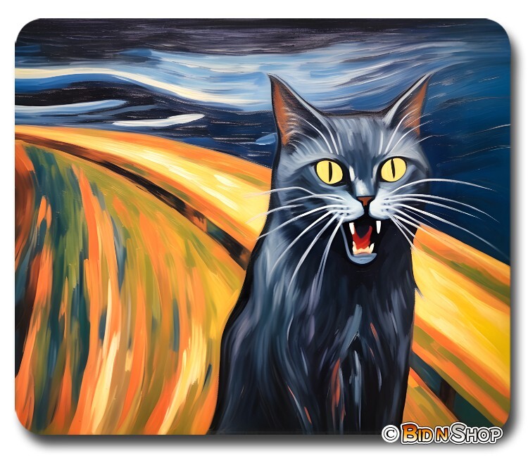Edvard Munch The Scream Cat - Mouse Pad / PC Mousepad - Funny Fun Art Meme GIFT
