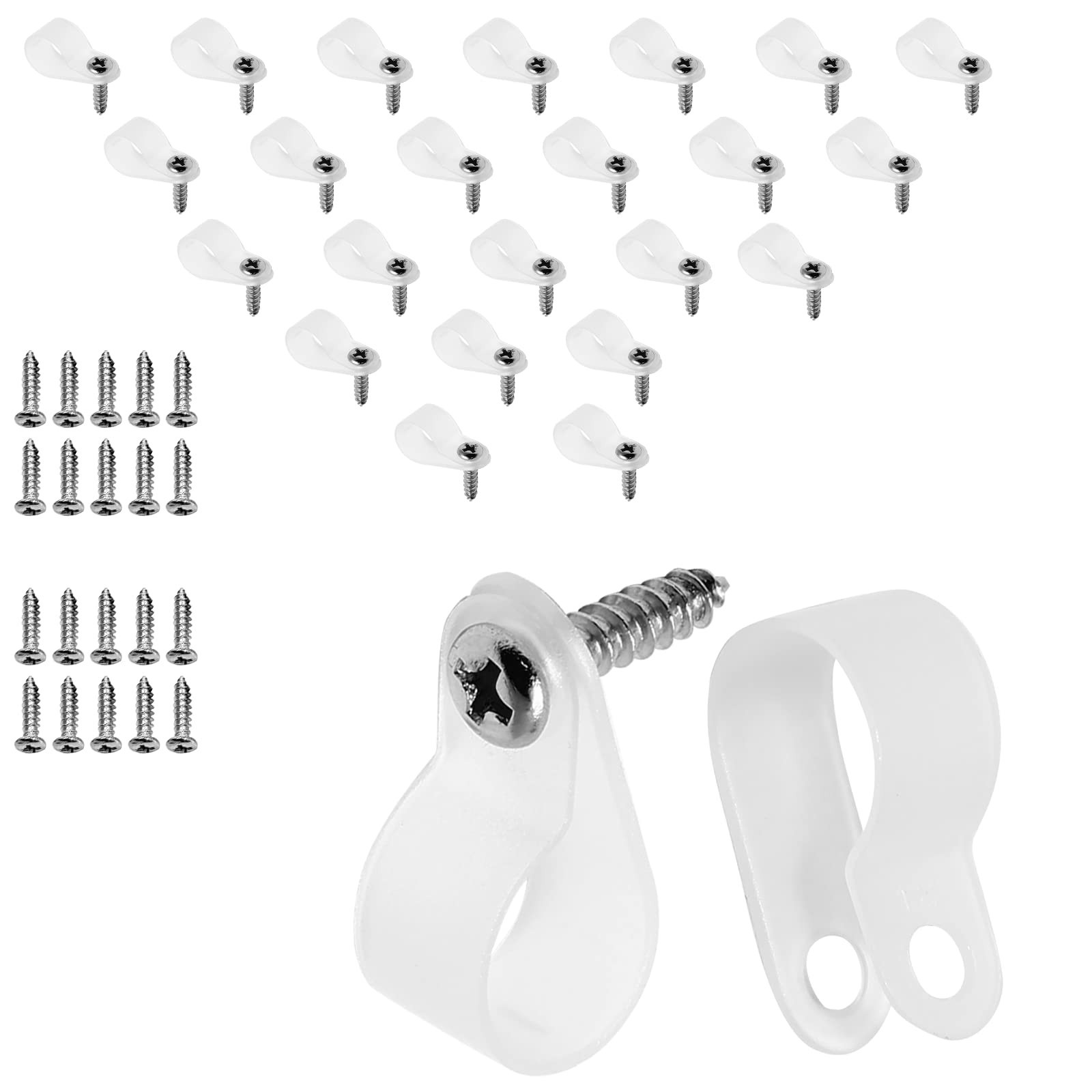 120pcs 1/2 Inch R-Type Cable Clamps, Nylon Wire Cable Clips with M4 Screws, Scre