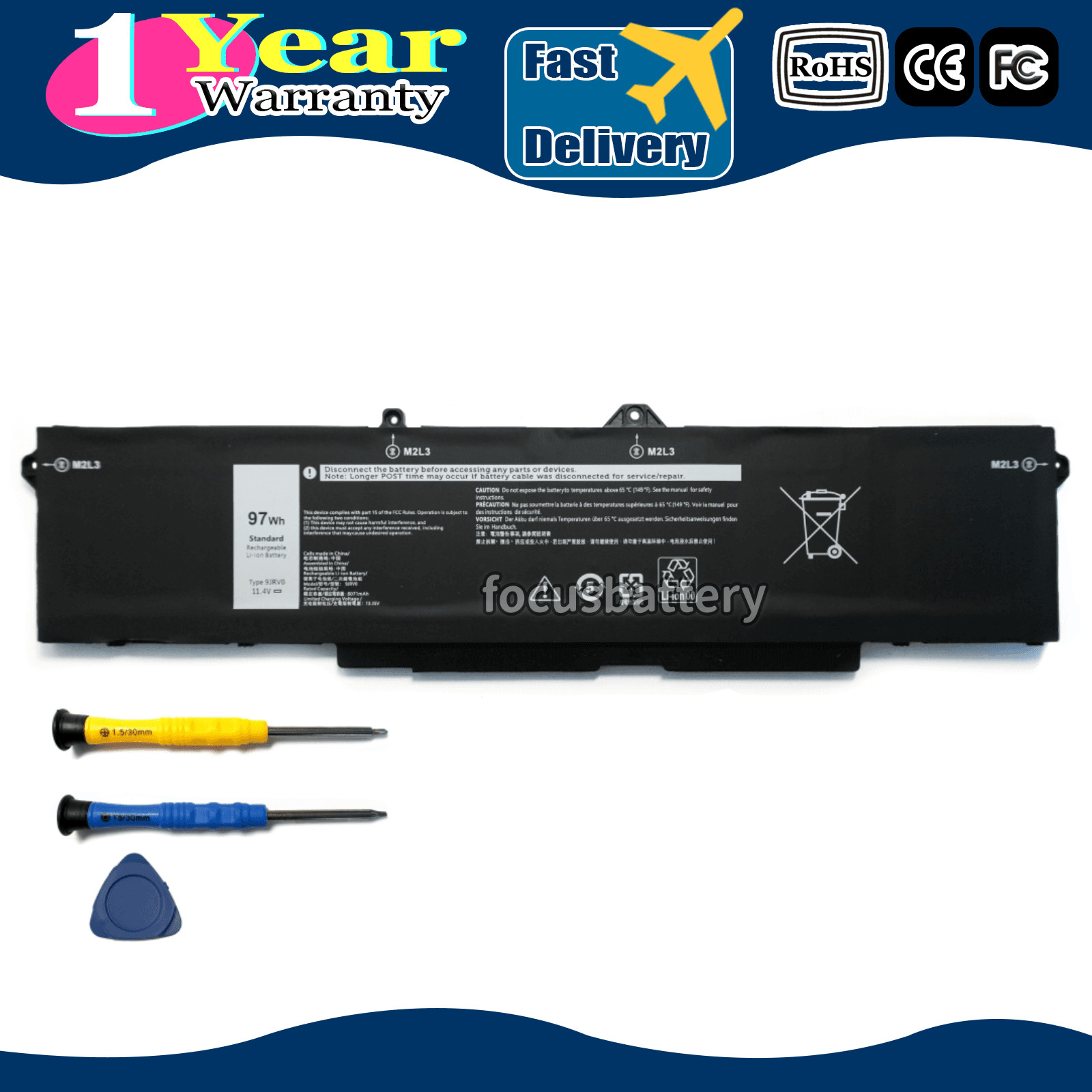 New 9JRV0 53XP7 Battery for Dell Latitude 15 5521 5531 Precision 3561 3571 3581