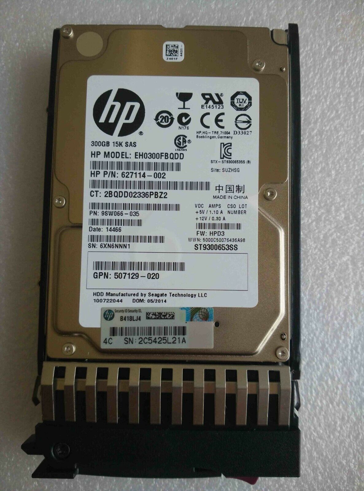 627195-001 627117-B21 FOR HP 300GB 15K RPM 6Gb/s 2.5" SAS SERVER HDD Hard Drive