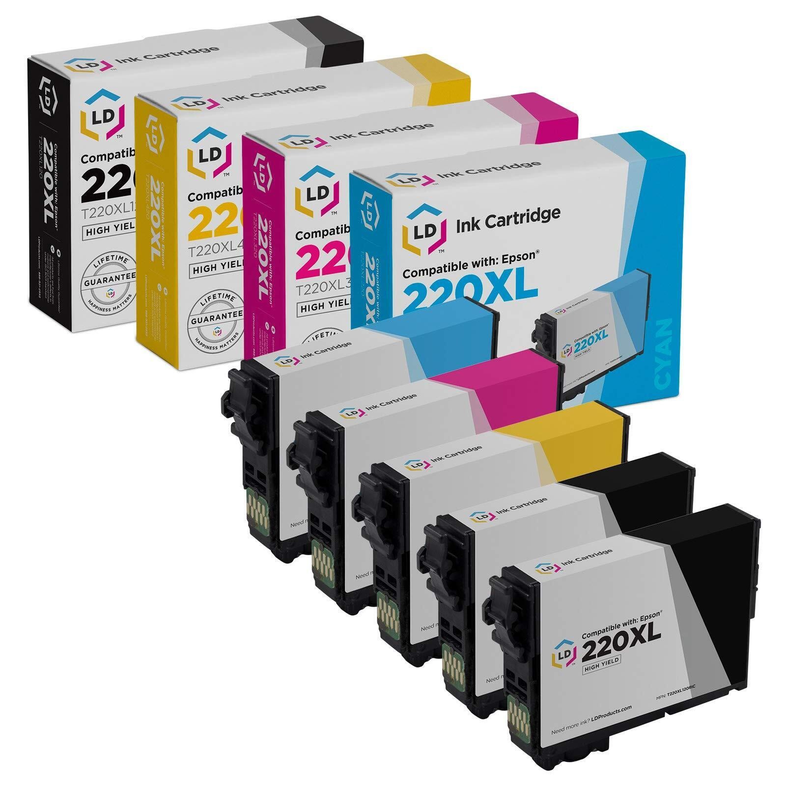 LD 5PK 220XL T220XL Ink Cartridge For Epson WorkForce WF-2750 WF-2760 WF-2630