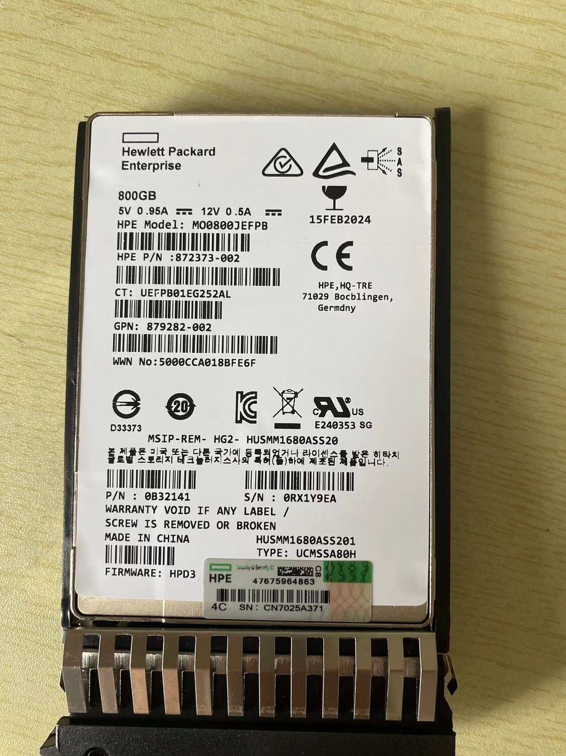841505-001 New Sealed HPE MSA 800GB 12G SAS Mixed Use SFF 2.5 SSD N9X96A