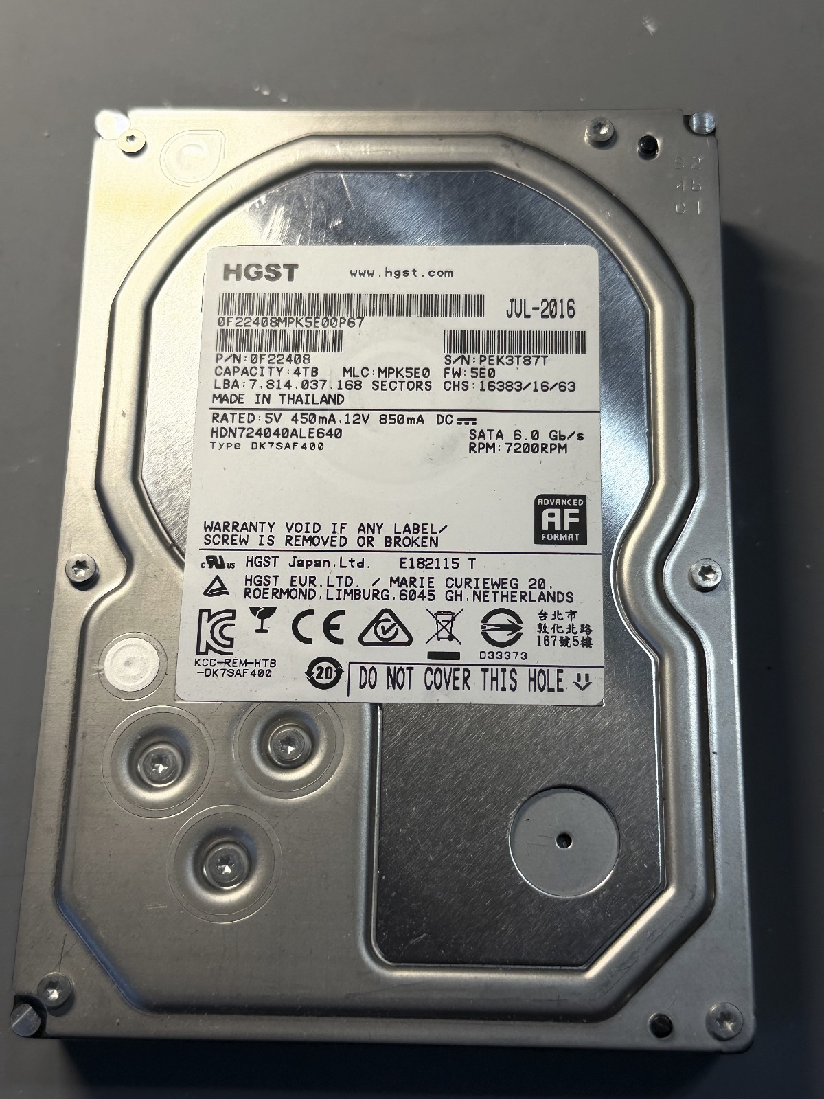 HGST Deskstar NAS 4TB SATA 7200RPM 3.5in Hard Drive Tested 2016