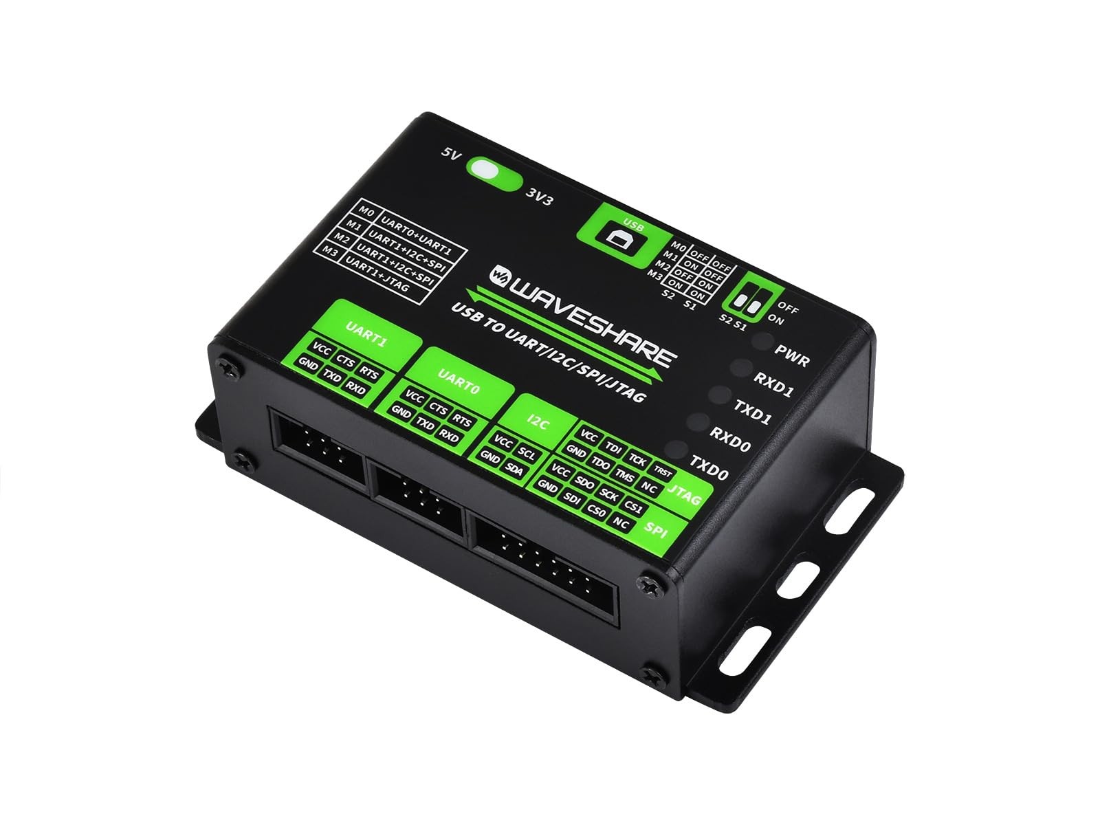 waveshare USB to UART/I2C/SPI/JTAG Converter, Supports Multiple Interfaces, C...