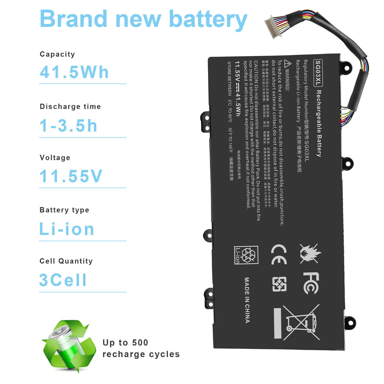 SG03XL Laptop Battery For HP Envy 17-u011nr 17t-u000 m7-u109dx 849049-421 42Wh