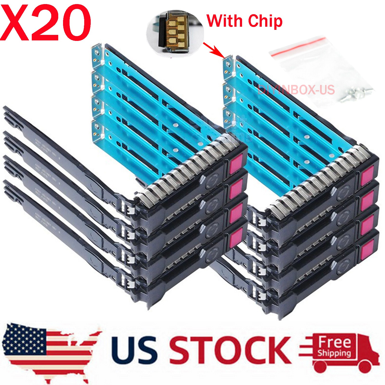 20PCS New 2.5" HDD Tray Caddy for HP DL380 DL360 G8 G9 G10 651687-001 651699-001