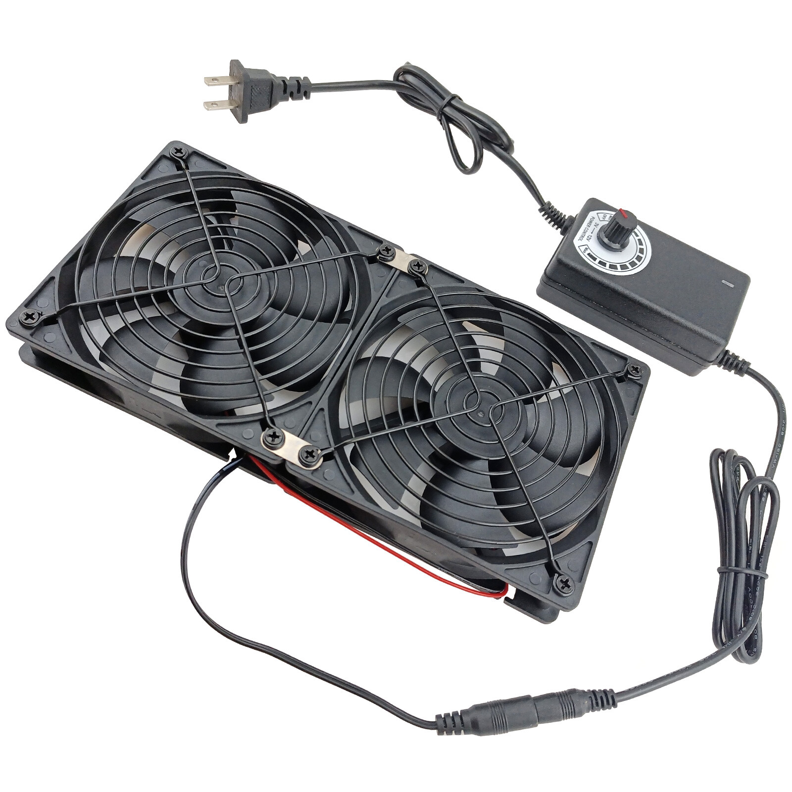 Speed Adjustable Cooler DC Power Dual 12cm Fan Stand Air Exhaust Desk Cooling