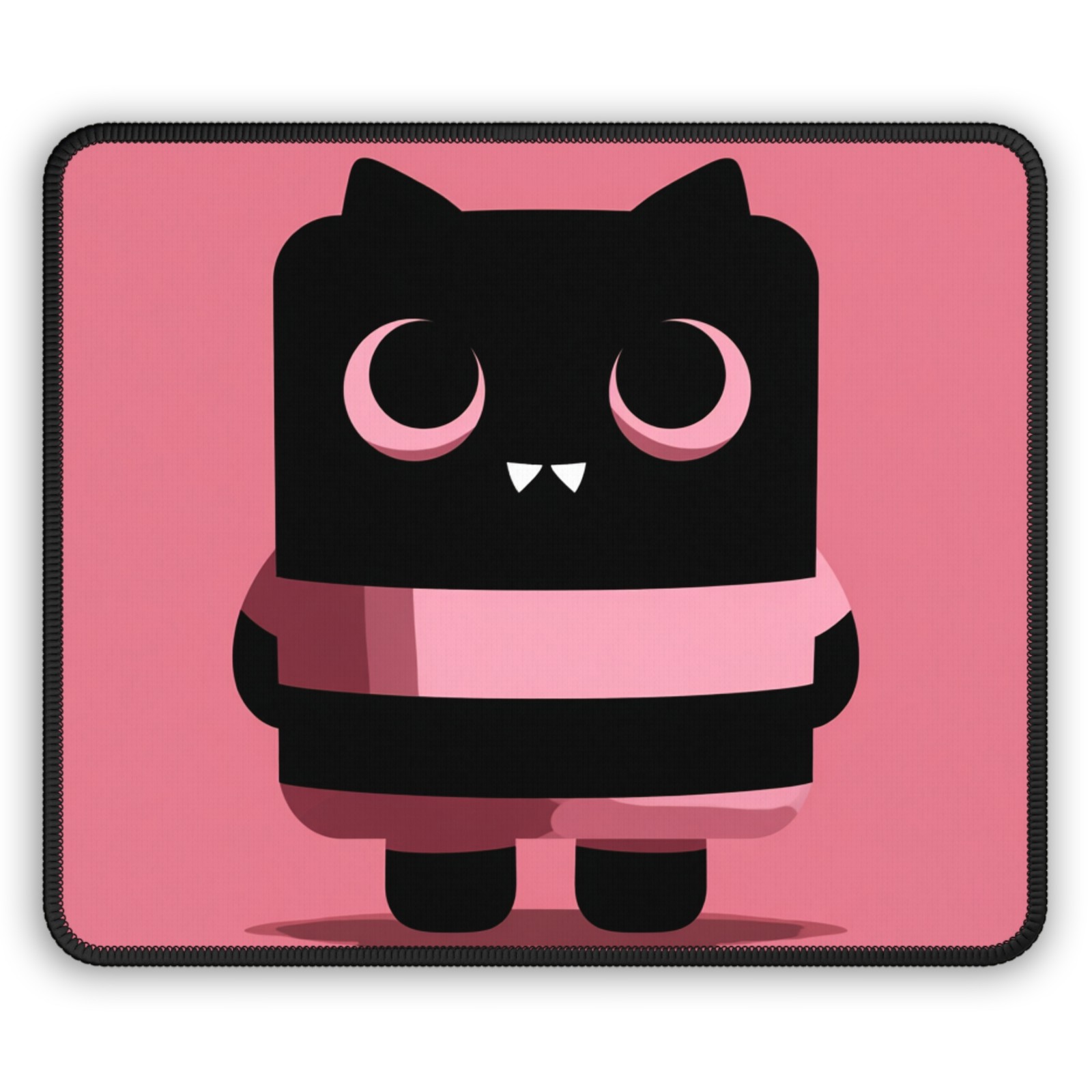 Cute Black Cat Character Gaming Mouse Pad | Pink Kawaii Cartoon