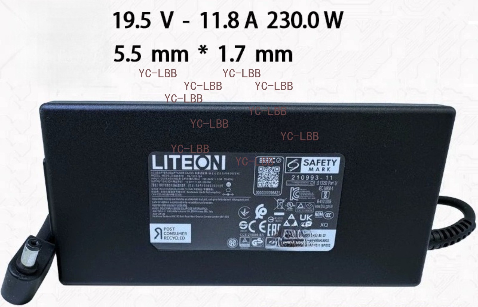 Genuine Liteon 19.5V 11.8A 230W Charger 5.5*1.7mm Tip AC Adapter PA-1231-16A