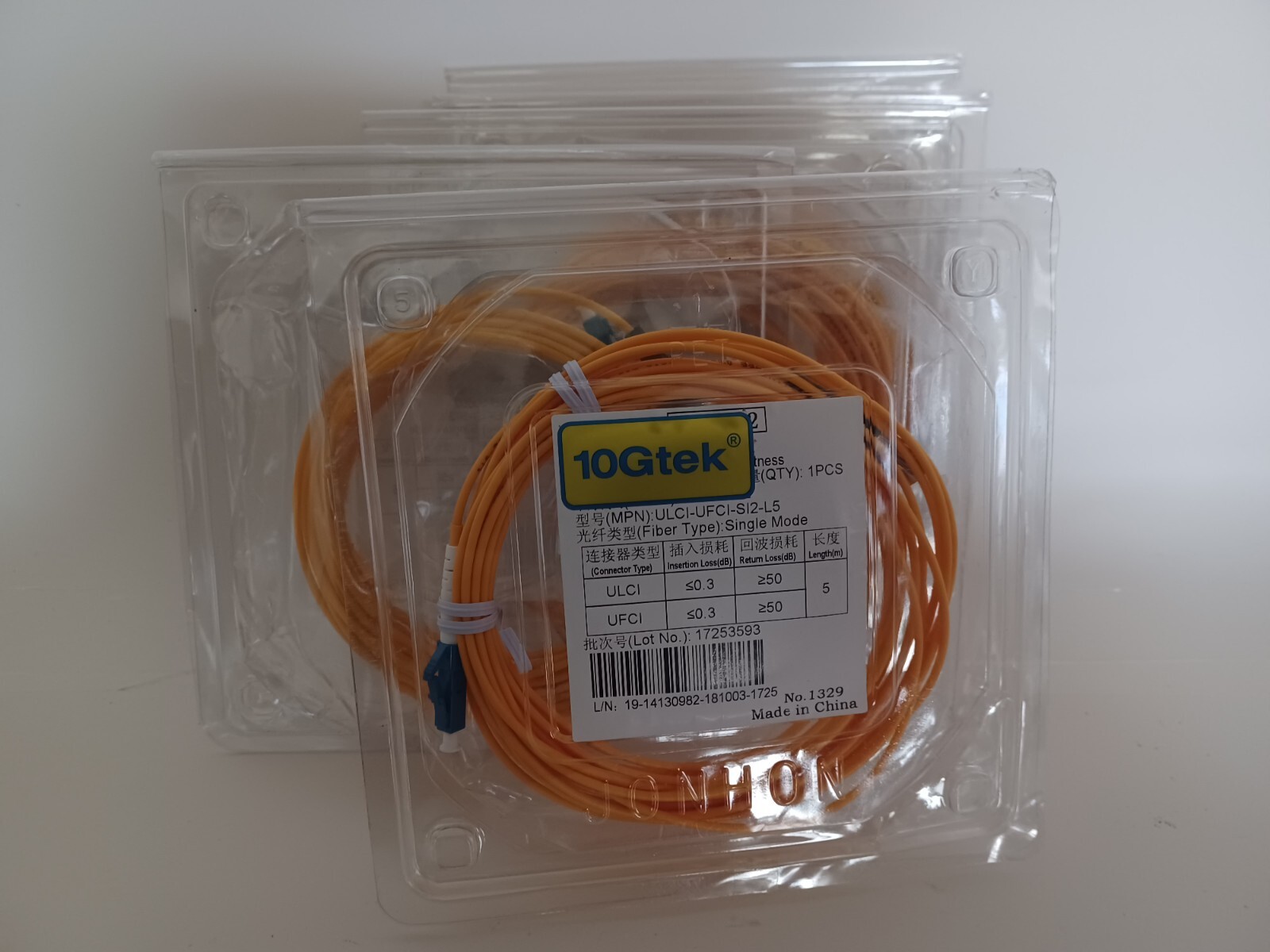 10 GTEK Optical Patch Cord OS2-FC-LC-S5M  9/125um-16.5ft (5 pcs)